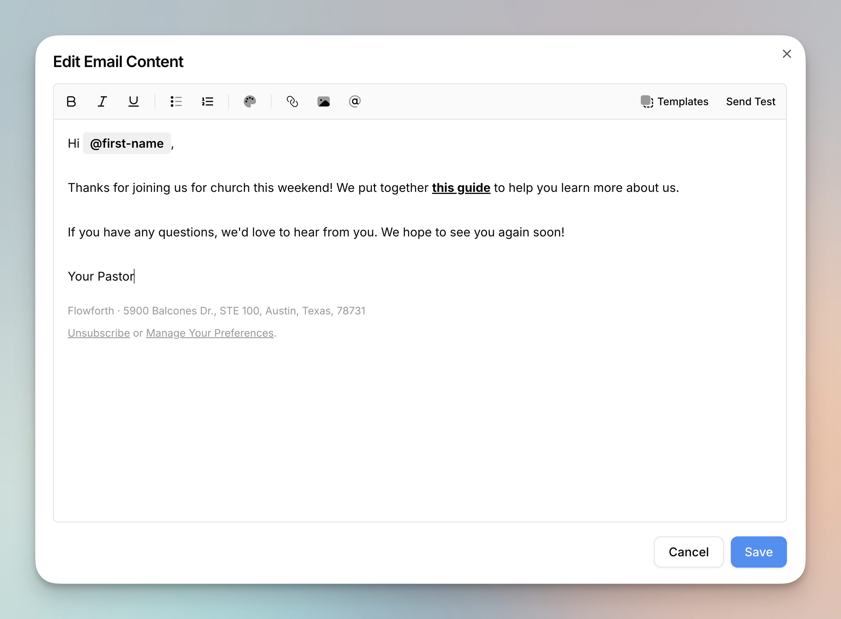 The simple email editor with a lightweight rich text editor